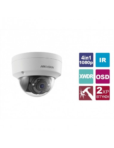 Κάμερα παρακολούθησης αδιάβροχη Dome 4in1 2MP HIKVISION - DS-2CE57D3T-VPITF 3.6